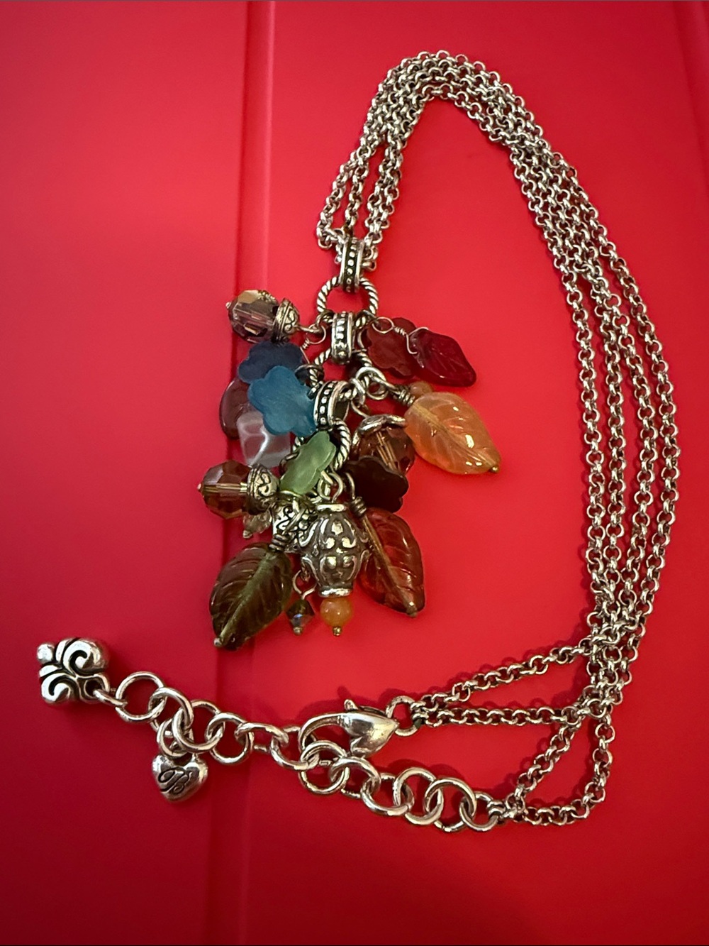Brighton Venetian Dreams Murano Glass Charms Colorful Tassel Necklace 21"-23"